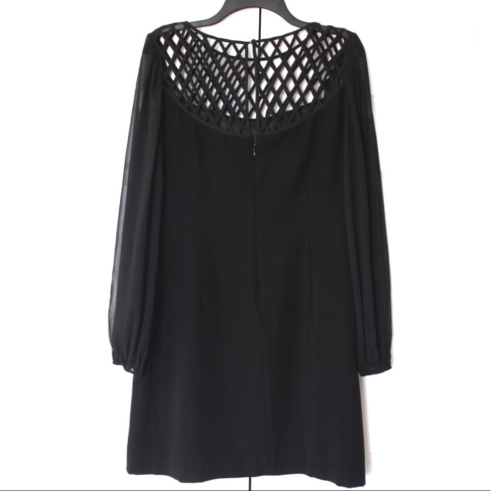 WHBM | Black Chiffon Long Sleeve Dress - Picture 5 of 7